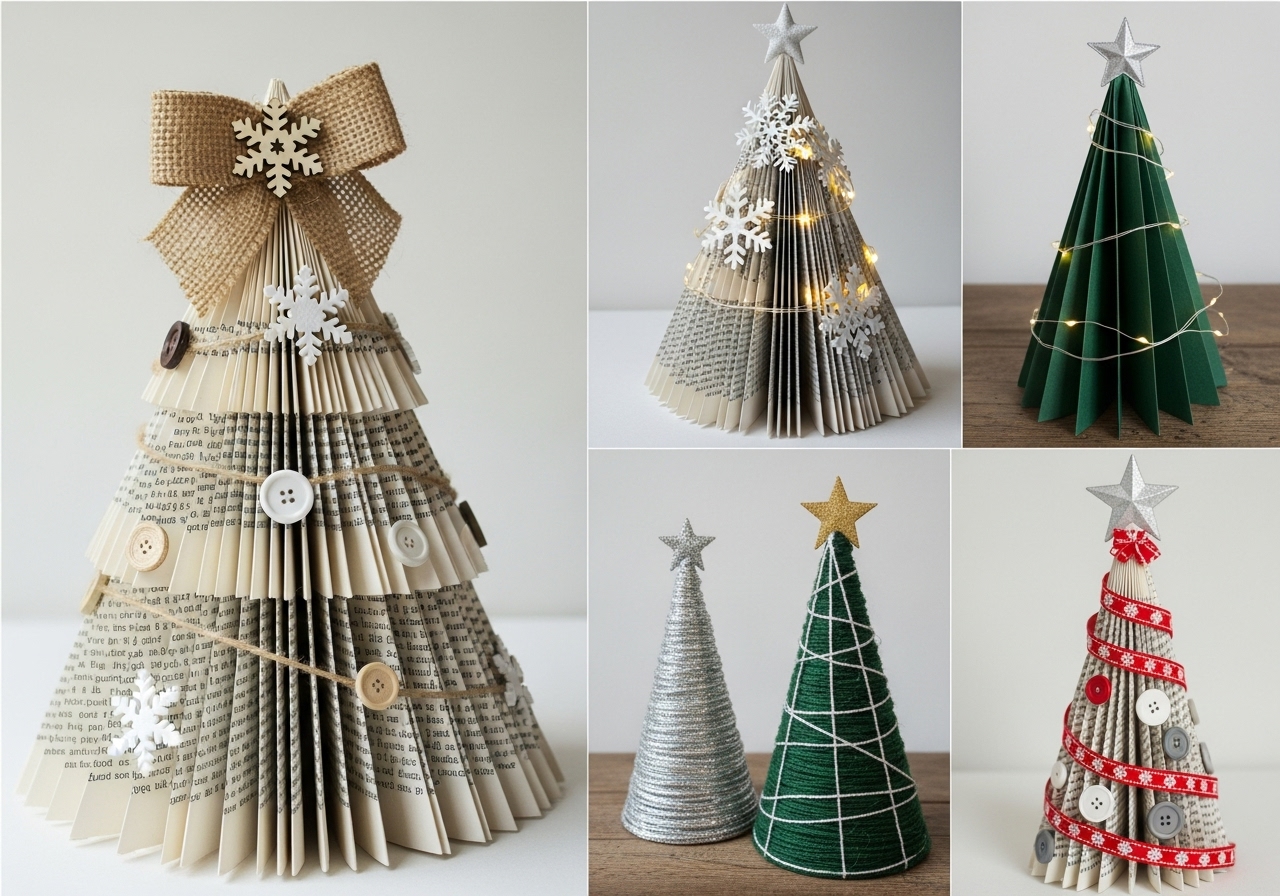 Cómo hacer un árbol de Navidad de papel con revistas or libros viejos content image