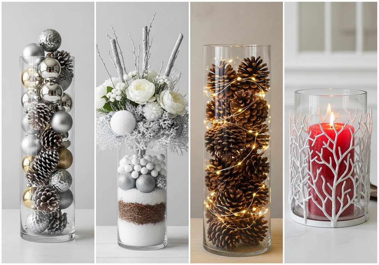 10 ideas para decorar navideñas con jarrones altos de cristal content image