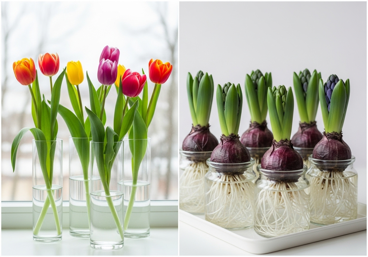 Este cultivar tulipanes y jacintos en agua y hacer que duren años. content image