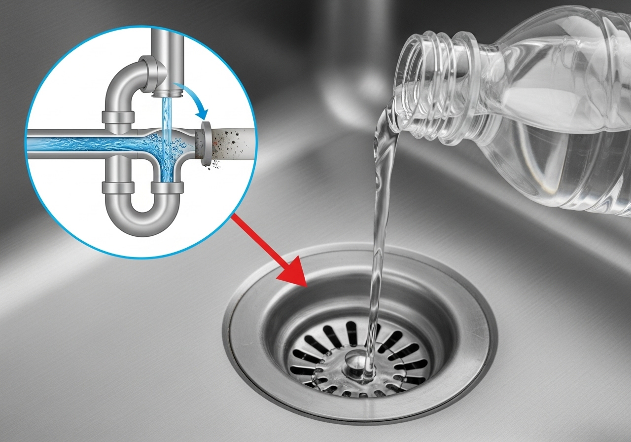Cómo desatascar a desagüe atascado en 5 segundos con el truco de la botella content image
