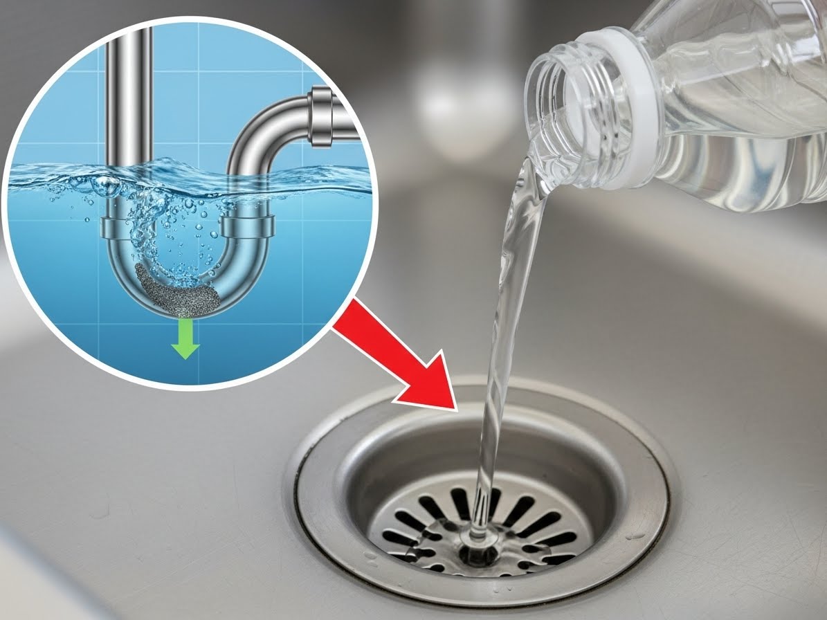 Cómo desatascar a desagüe atascado en 5 segundos con el truco de la botella content image