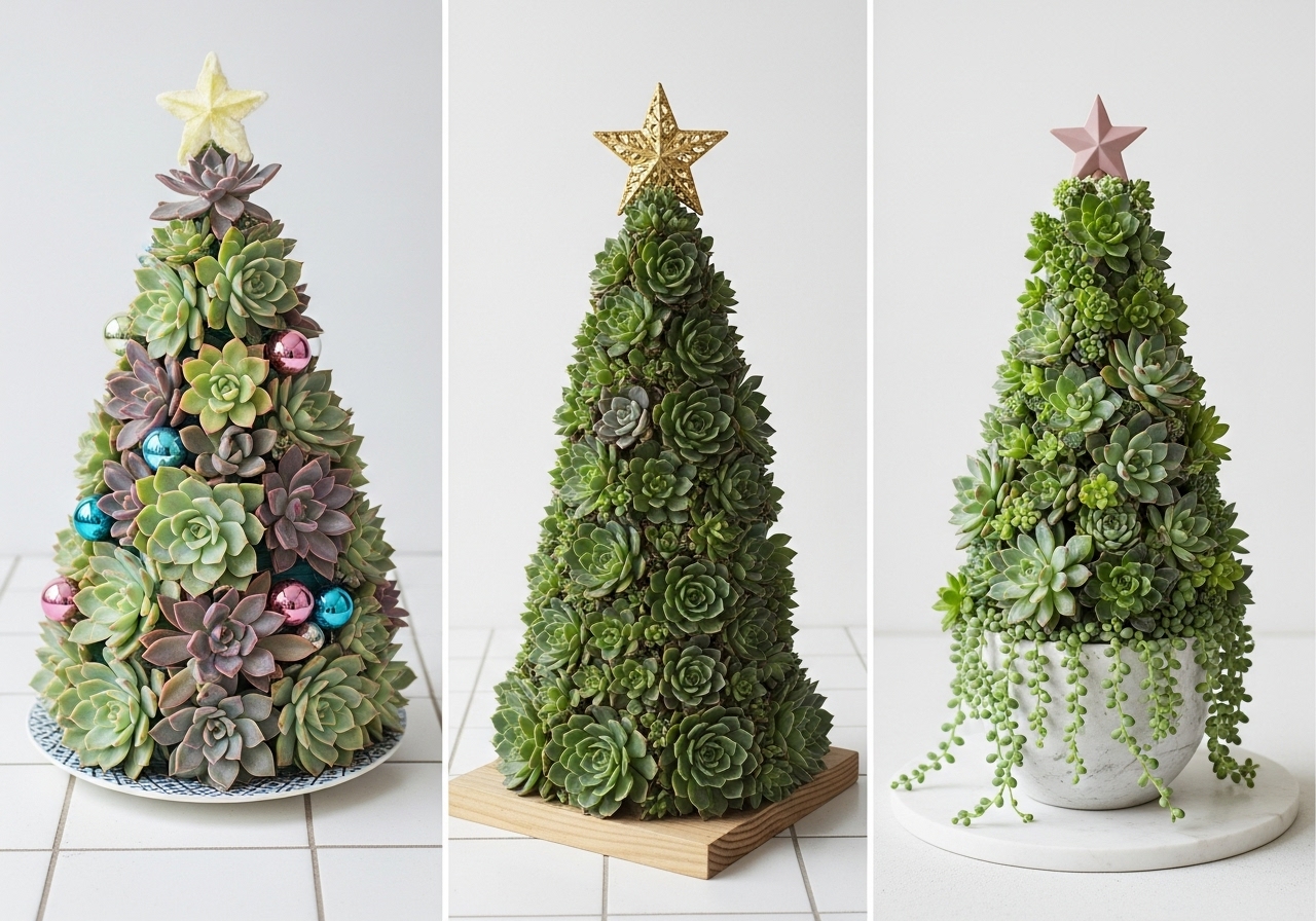 Ideas para árboles de Navidad con suculentas content image