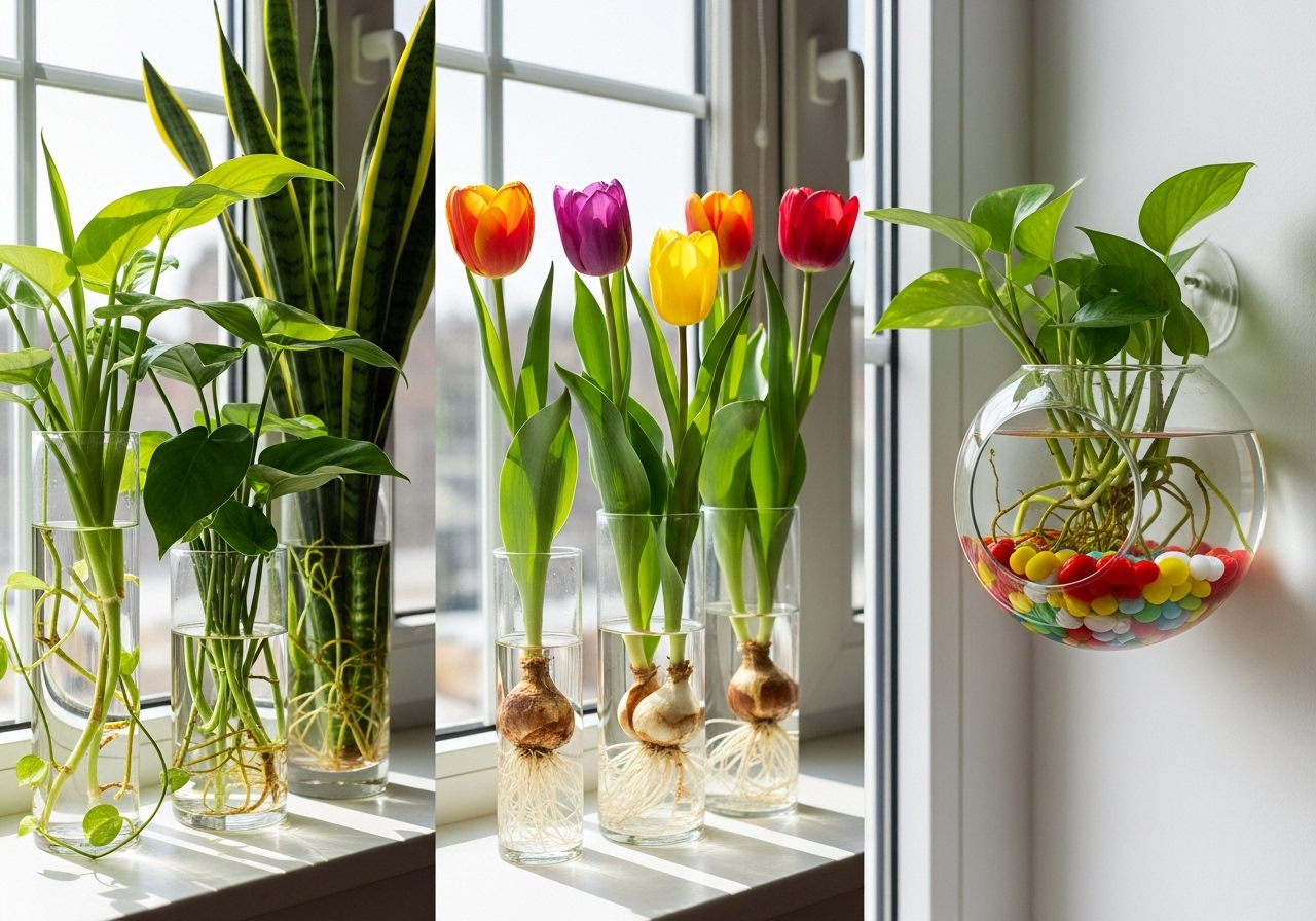 19 plantas de interior que se cultivan en agua content image