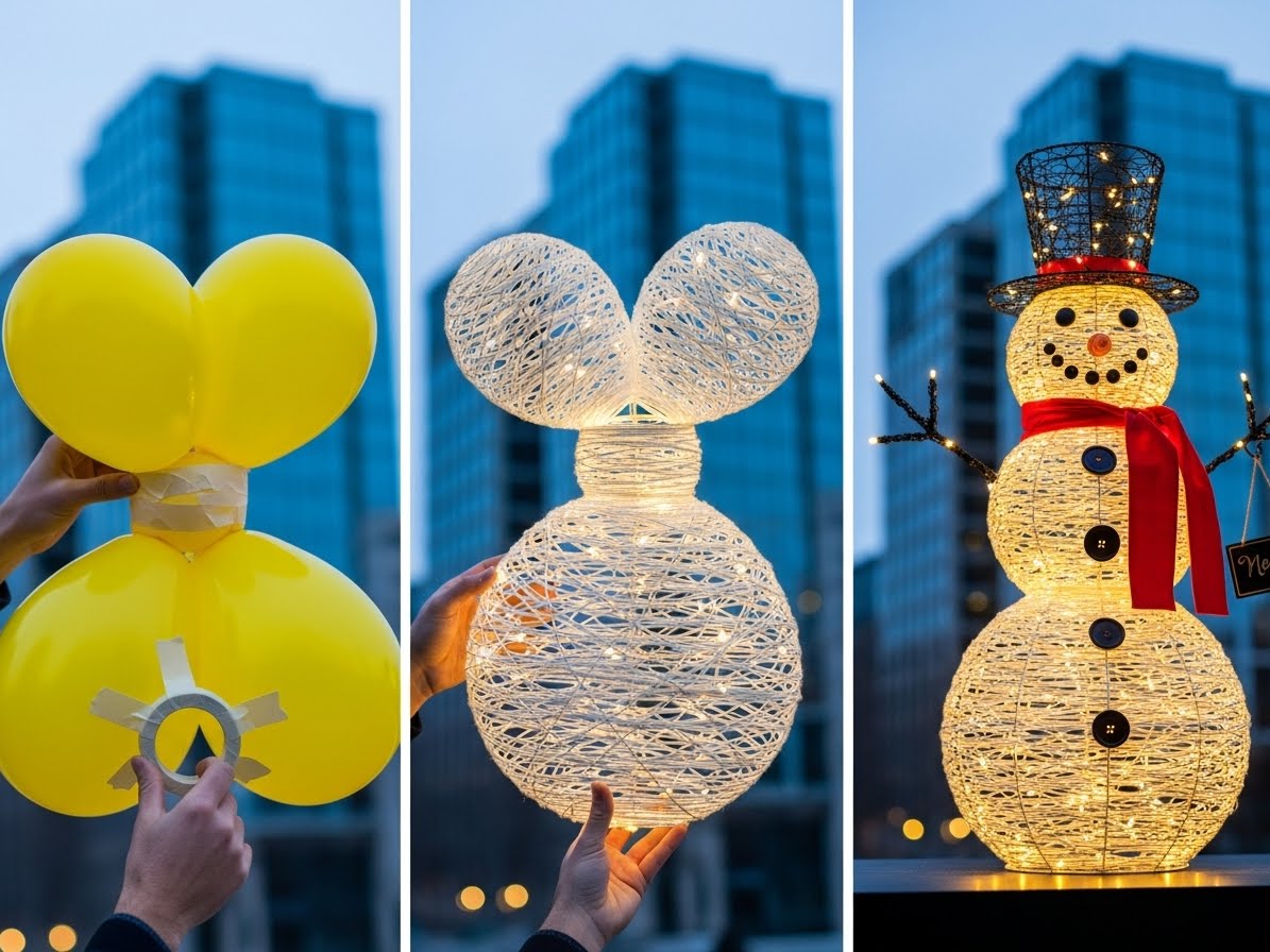 Este es un muñeco de nieve para decorar tu casa o balcón en Navidad. content image